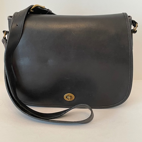 Vintage COACH Ranch Bag Black Glove Tanned Leather USA 9852 Rare - Picture 2 of 15